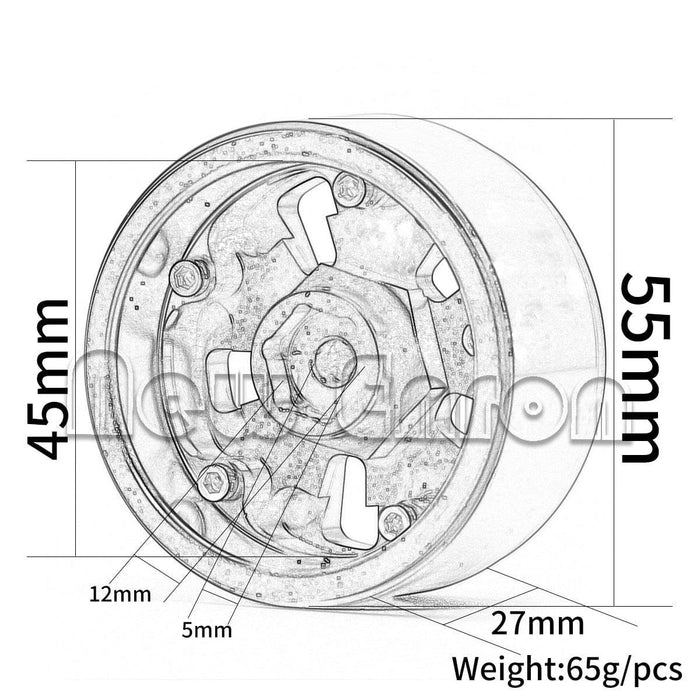 4PCS 1.9" 55x27mm 1/10 Crawler Beadlock Rims (Aluminium) Band en/of Velg New Enron 