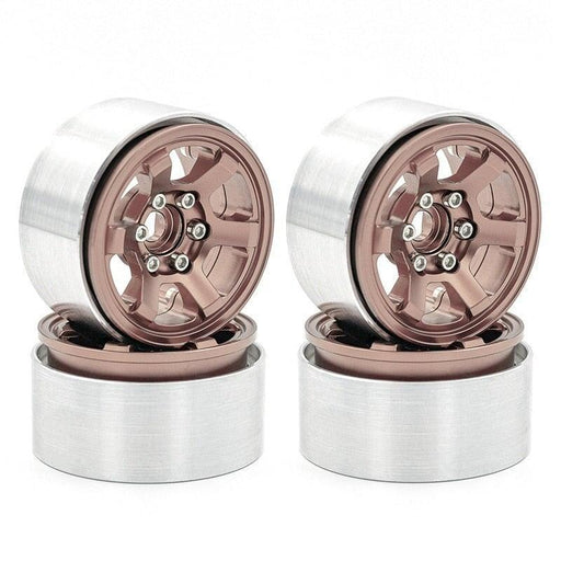 4PCS 1.9" 56.5x30.5mm Beadlock Rims for 1/10 Crawler (Metaal) Band en/of Velg upgraderc Brown 