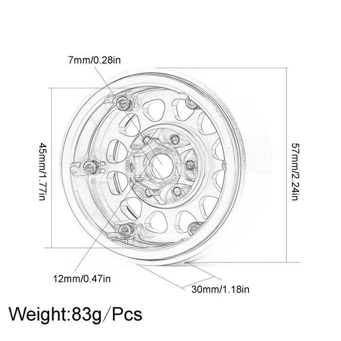 4PCS 1.9" 57x30mm 1/10 Beadlock Wheel Rim (Aluminium) - upgraderc