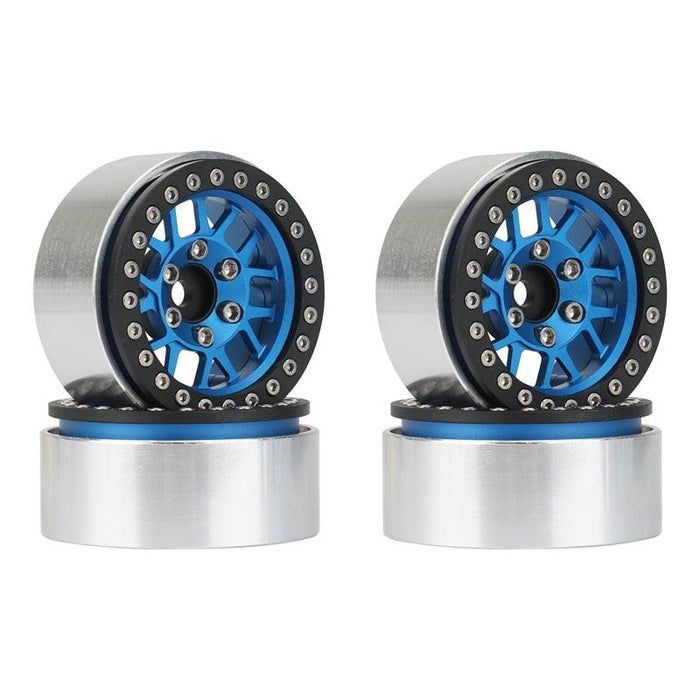 4PCS Beadlock Wheel Rim for Crawler 1/10 (Metaal) Band en/of Velg upgraderc Blue 