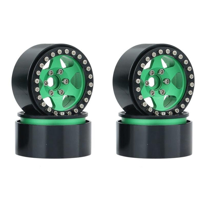 4PCS 1.9" Beadlock Wheel Rims for 1/10 Crawler (Metaal) Band en/of Velg upgraderc Green 