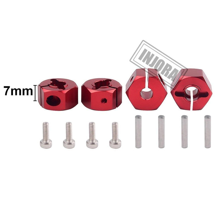 4PCS 1/10 12mm Extended Wheel Hex Adapter 7~12mm (Metaal) Hex Adapter Injora 7MM Red 