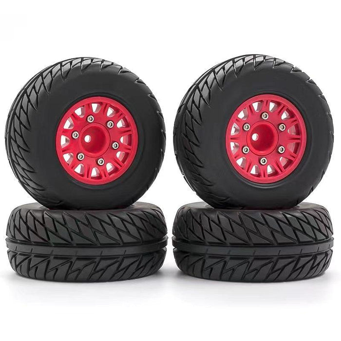 4PCS 110mm Tire Wheel Rims for 1/8, 1/10 Short Course Band en/of Velg upgraderc Red 