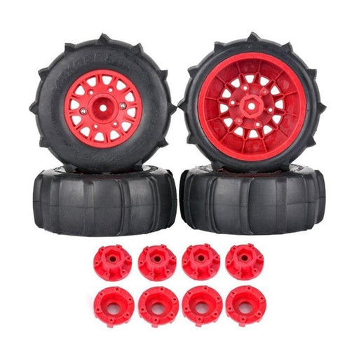 4PCS 116mm Wheel Set for 1/8 1/10 Short Course (Plastic+Rubber) Band en/of Velg upgraderc Red 