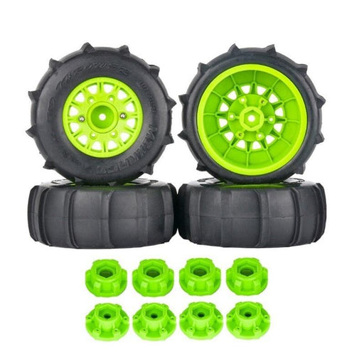 4PCS 116mm Wheel Set for 1/8 1/10 Short Course (Plastic+Rubber) Band en/of Velg upgraderc Green 