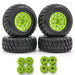 4PCS 12/14/17mm Hex Tire Wheel Rims for 1/8, 1/10 RC Auto's (Plastic, Rubber) Band en/of Velg upgraderc green 