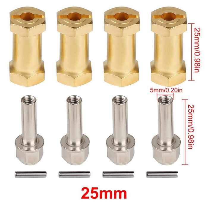 4PCS 12mm Heavy Extended Adapter Wheel Hex 12~25mm (Messing) Hex Adapter Injora 25MM YQ-JH08 