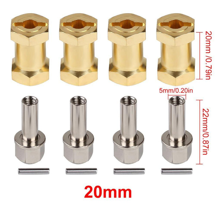 4PCS 12mm Heavy Extended Adapter Wheel Hex 12~25mm (Messing) Hex Adapter Injora 20MM YQ-JH08 