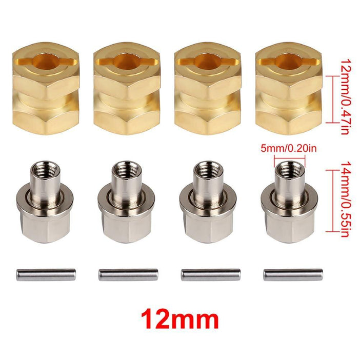 4PCS 12mm Heavy Extended Adapter Wheel Hex 12~25mm (Messing) Hex Adapter Injora 12MM YQ-JH08 