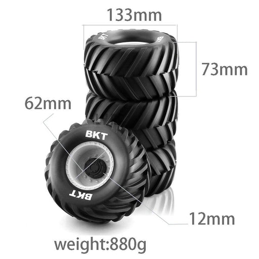 4PCS 133x73mm 1/10 Monster Truck Wheel Set (Plastic+Rubber) - upgraderc