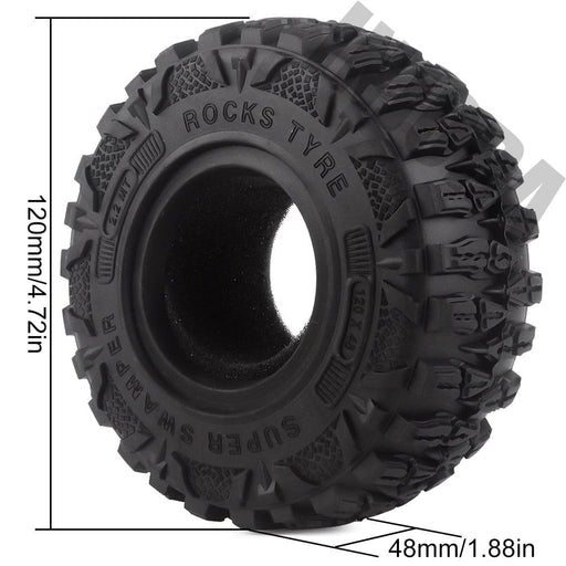 4PCS 2.2" 120mm Tires for 1/10 Crawler (Rubber) Band en/of Velg Injora 