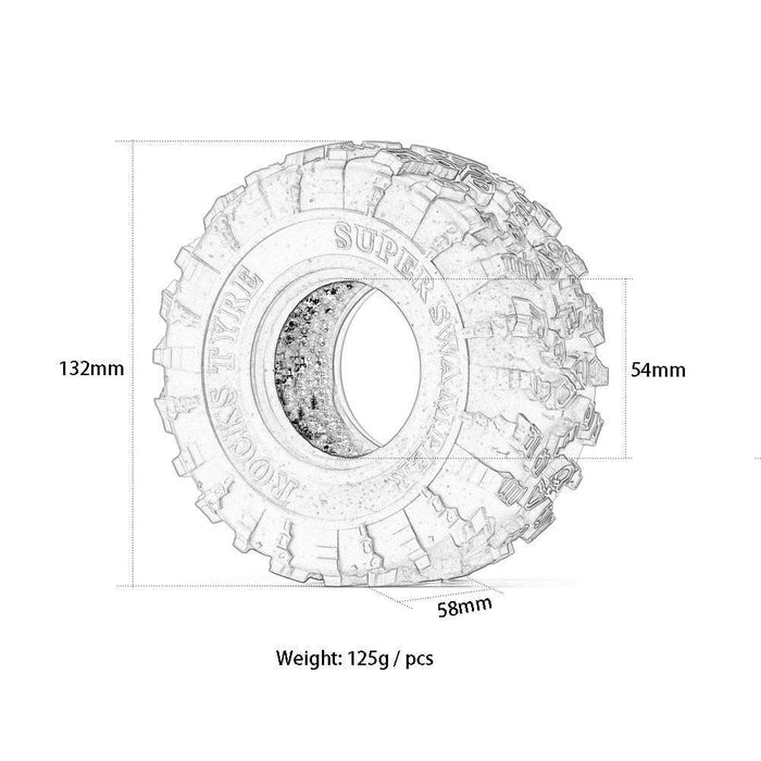 4PCS 2.2" 132x58mm 1/10 Crawler Tires (Rubber) Band en/of Velg New Enron 
