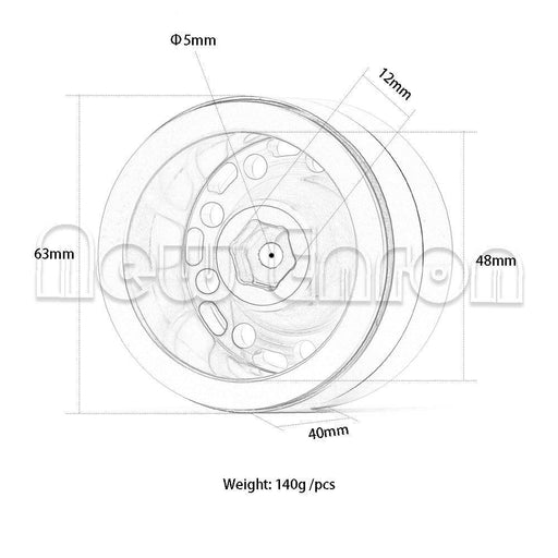 4PCS 2.2" 63x40mm Beadlock Rims for 1/10 Crawler (Aluminium) Band en/of Velg New Enron 