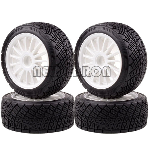 4PCS 2.2" 80x55mm Wheel Set for 1/10 Rally (Plastic+Rubber) Band en/of Velg New Enron White 