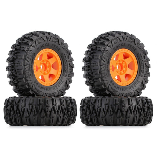 4PCS 2.2" Wheel Rims Mud Tires for 1/10 Crawler (Plastic+Rubber) Band en/of Velg Injora 4PCS Yellow 