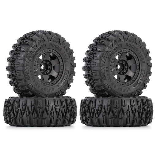4PCS 2.2" Wheel Rims Mud Tires for 1/10 Crawler (Plastic+Rubber) Band en/of Velg Injora 4PCS Black 