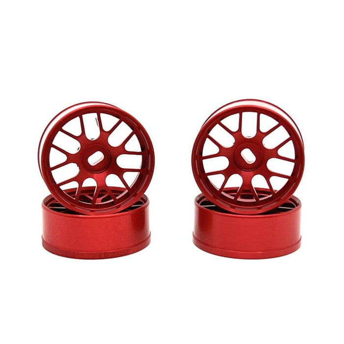 4PCS 22.5mm Wheel Rims for 1/28 Touring, Drift (Metaal) Band en/of Velg upgraderc Red 