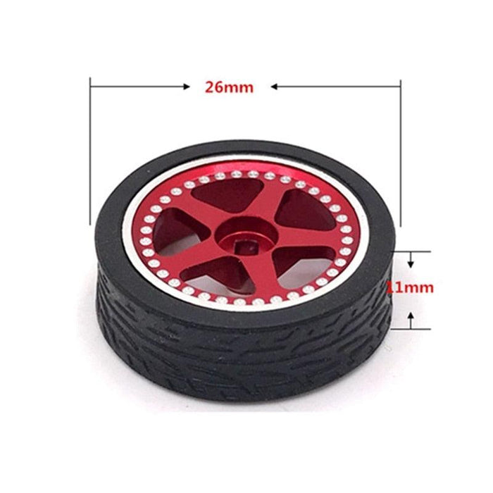 4PCS 26x11mm Touring Wheel Set for Wltoys 1/28 (Metaal+Rubber) - upgraderc