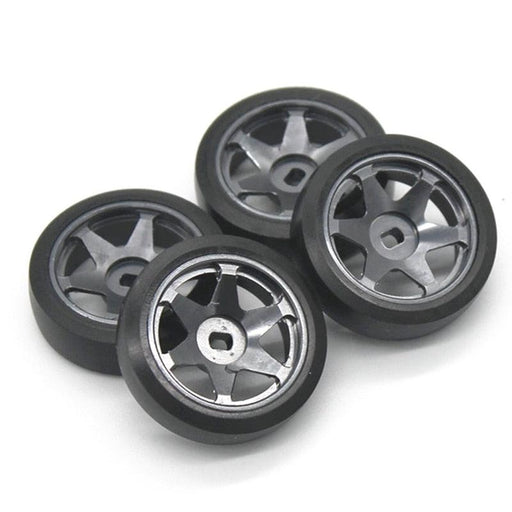 4PCS 28x8.5mm 1/28 Drift Wheel Set (Metaal+Rubber) - upgraderc