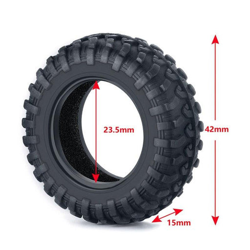 4PCS 42x15mm 1/18 Crawler Tires (Rubber) - upgraderc