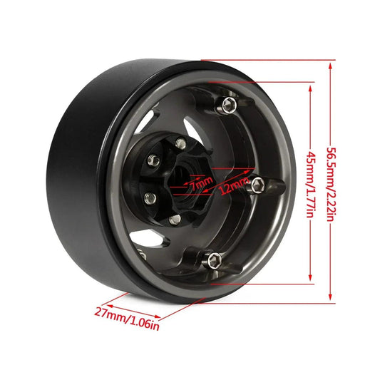 4PCS 56.5x27mm 1.9'' 1/18 Crawler Beadlock Wheel Rims (Aluminium) - upgraderc