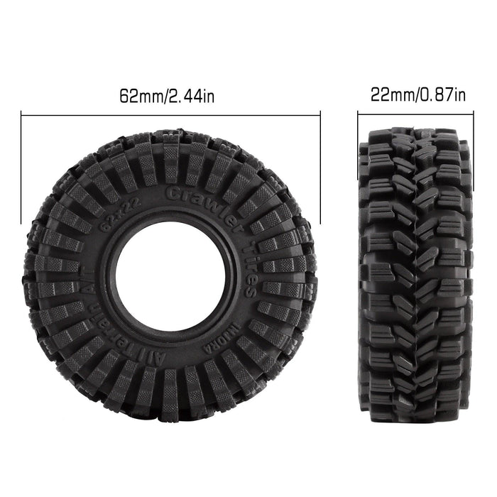4PCS 62x22mm 1/8, 1/24 Crawler Tires (Rubber) - upgraderc