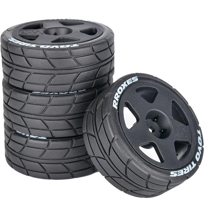 4PCS 65mm Tires Wheels for 1/10 Touring, Drift (Rubber) Band en/of Velg upgraderc Black 