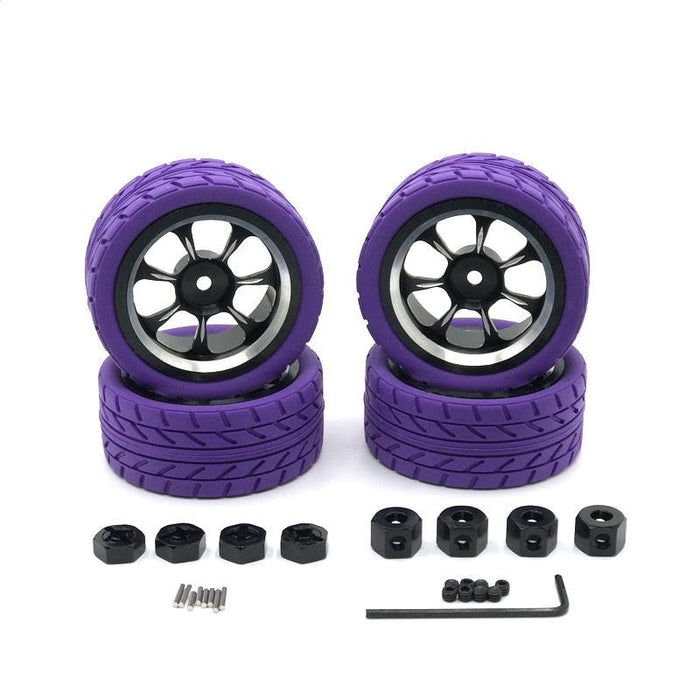 4PCS 65mm Wheels for 1/12 - 1/18 Touring Drift (Metaal) Band en/of Velg upgraderc Purple 