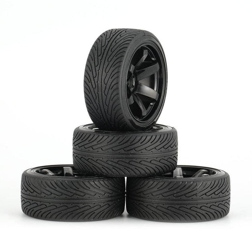 4PCS AUSTAR AX Hard Tires for HSP, HPI 1/10 Drift Band en/of Velg upgraderc black 