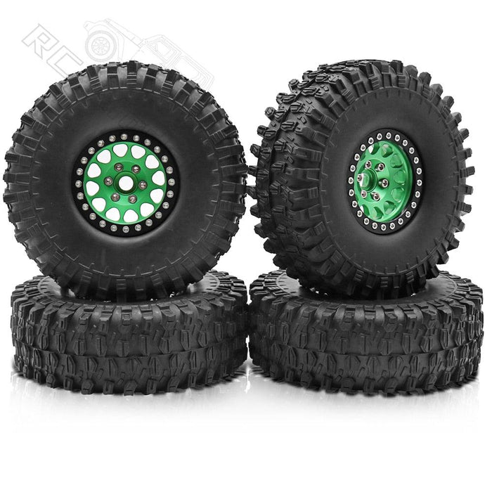 4PCS Beadlock Tire Wheels Set for Axial, Traxxas, Redcat 1/10 Band en/of Velg upgraderc 4pcs green 