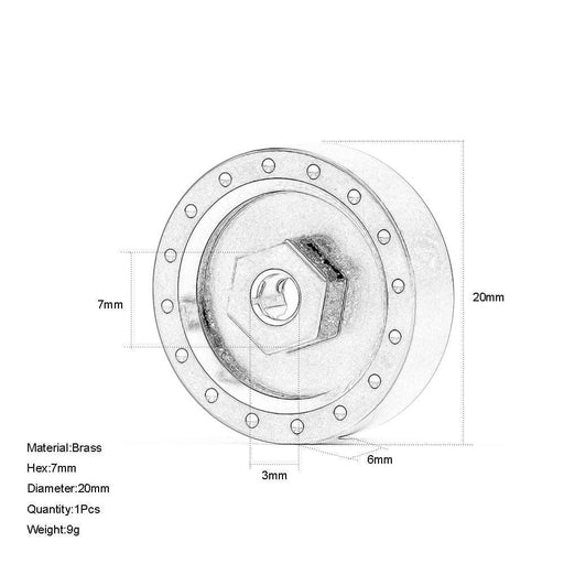 4PCS Extended Wheel Hubs Counterweight 7mm Hex for Axial 1/24 (Messing) Hex Adapter New Enron 