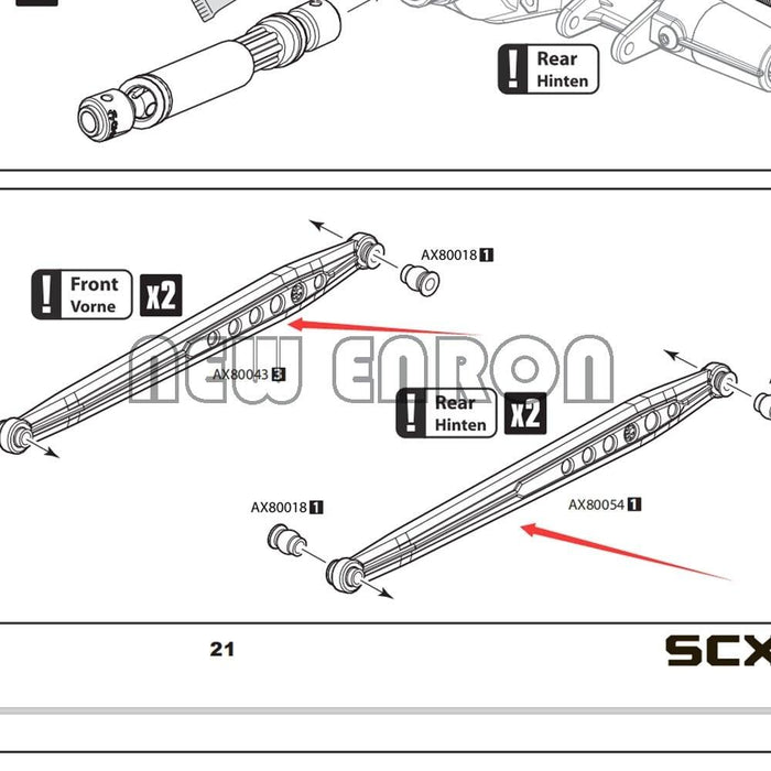 4PCS Lower Suspension Link Rod for Axial SCX10 1/10 (Aluminium) AX80043 Onderdeel New Enron 