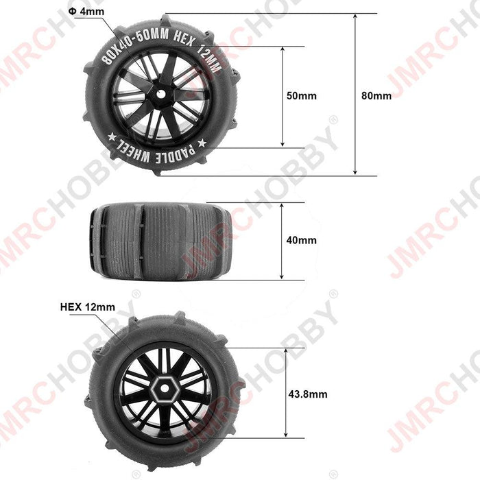 4PCS Snow/Sand Tires Wheel Assembly (kunststof+rubber) - upgraderc