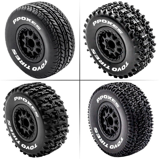 4PCS Tire Wheel Rims for 1/10 Short Course (Plastic+Rubber) Band en/of Velg upgraderc 