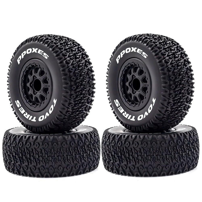 4PCS Tire Wheel Rims for 1/10 Short Course (Plastic+Rubber) Band en/of Velg upgraderc A 4pcs 
