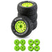 4PCS Tire Wheel Rims w/ Adapter for 1/8, 1/10 Short Course (Plastic + Rubber) Band en/of Velg upgraderc Green 