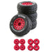 4PCS Tire Wheel Rims w/ Adapter for 1/8, 1/10 Short Course (Plastic + Rubber) Band en/of Velg upgraderc Red 