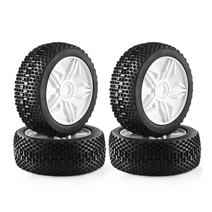 4PCS Wheel Rim Tires for 1/8 Buggy (Plastic+Rubber) Band en/of Velg upgraderc white 