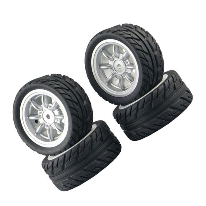 4PCS Wheel Rim Tires for UDIRC, Pinecone 1/16 (ABS+Rubber) Onderdeel upgraderc Silver 
