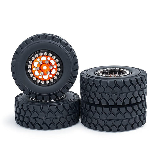 50/54mm OD 1" Beadlock Rims Tires for 1/24 Crawler (Aluminium, Rubber) Band en/of Velg Yeahrun 