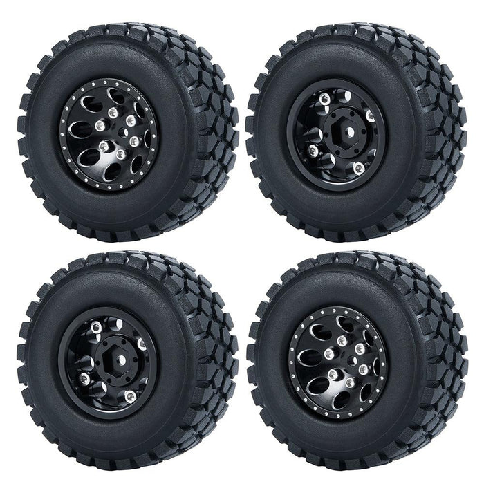 50/54mm OD 1" Beadlock Rims Tires for 1/24 Crawler (Aluminium, Rubber) Band en/of Velg Yeahrun 4Pcs 54mm Black Set-B 