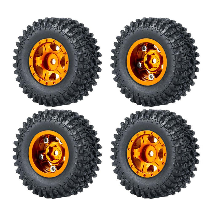 50/54mm OD 1" Beadlock Rims Tires for 1/24 Crawler (Aluminium, Rubber) Band en/of Velg Yeahrun 4Pcs Orange 50mm Set 1 