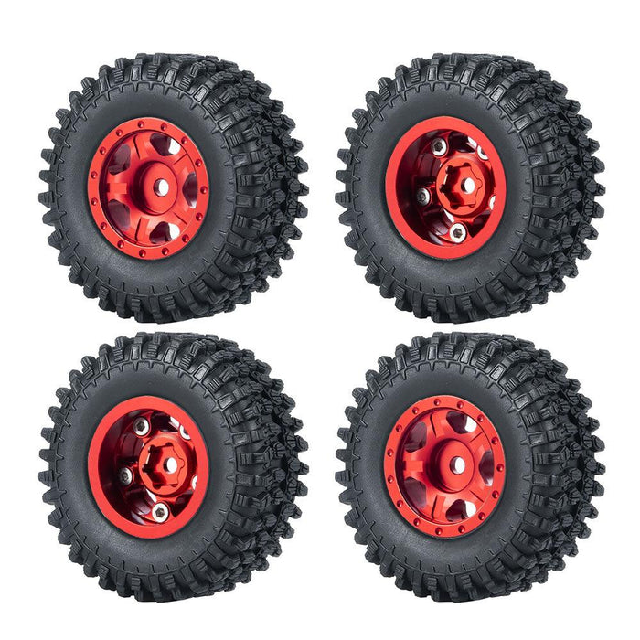 50/54mm OD 1" Beadlock Rims Tires for 1/24 Crawler (Aluminium, Rubber) Band en/of Velg Yeahrun 4Pcs Red 50mm Set 1 