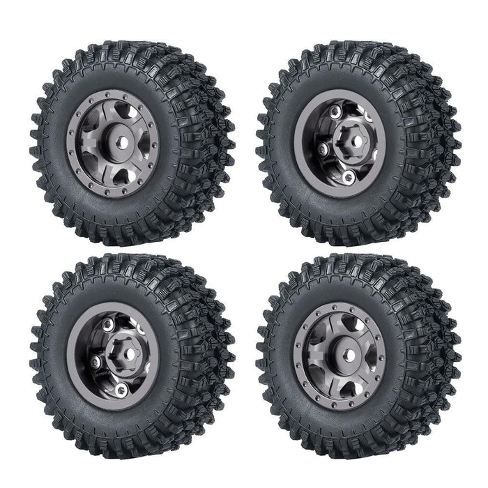 50/54mm OD 1" Beadlock Rims Tires for 1/24 Crawler (Aluminium, Rubber) Band en/of Velg Yeahrun 4Pcs Titanium 50mm Set 1 