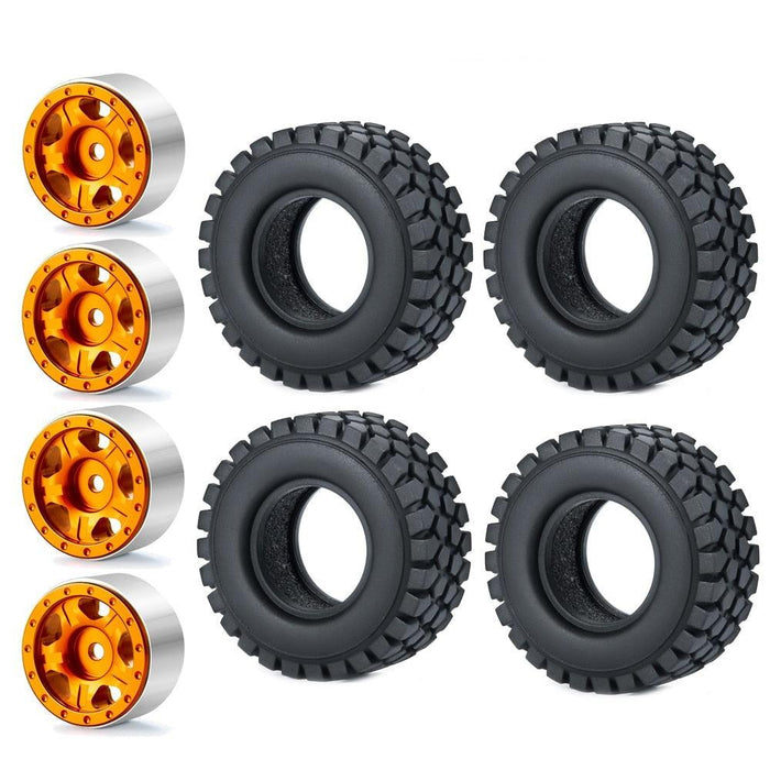 50/54mm OD 1" Beadlock Rims Tires for 1/24 Crawler (Aluminium, Rubber) Band en/of Velg Yeahrun 4Pcs 50mm Set 