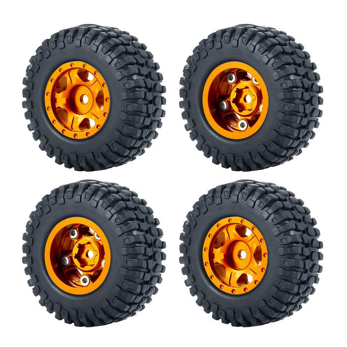50/54mm OD 1" Beadlock Rims Tires for 1/24 Crawler (Aluminium, Rubber) Band en/of Velg Yeahrun 4Pcs Orange 50mm Set 3 