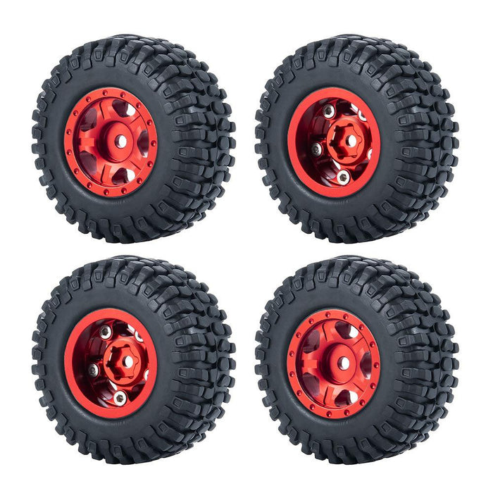 50/54mm OD 1" Beadlock Rims Tires for 1/24 Crawler (Aluminium, Rubber) Band en/of Velg Yeahrun 4Pcs Red 50mm Set 3 