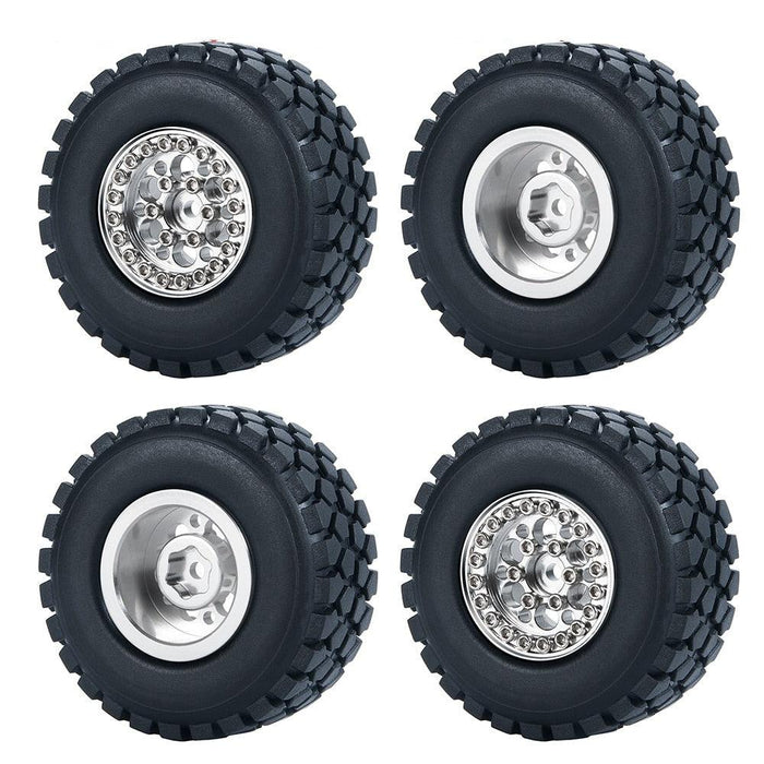 50/54mm OD 1" Beadlock Rims Tires for 1/24 Crawler (Aluminium, Rubber) Band en/of Velg Yeahrun 