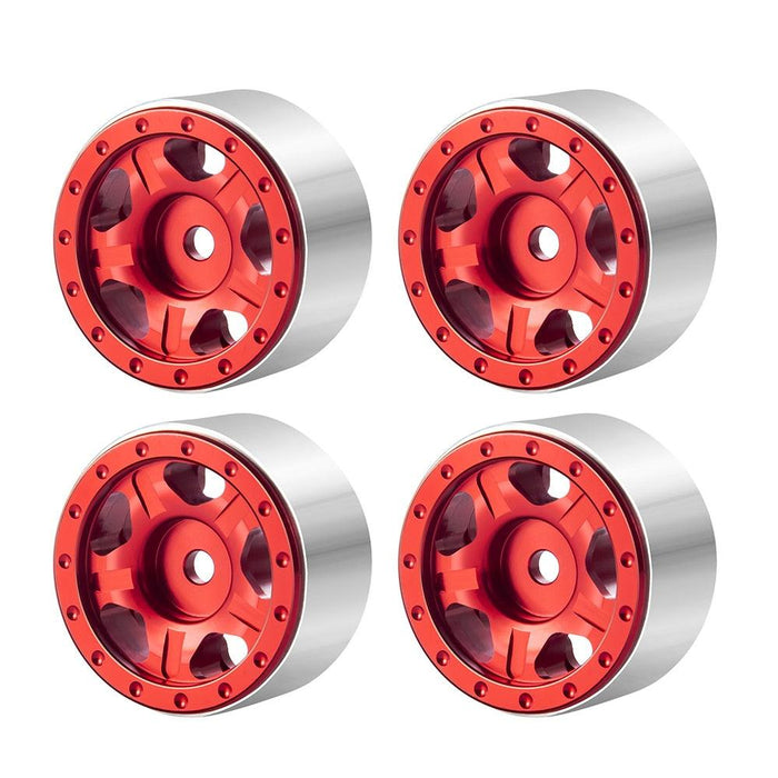 50/54mm OD 1" Beadlock Rims Tires for 1/24 Crawler (Aluminium, Rubber) Band en/of Velg Yeahrun 4Pcs Red Wheels 