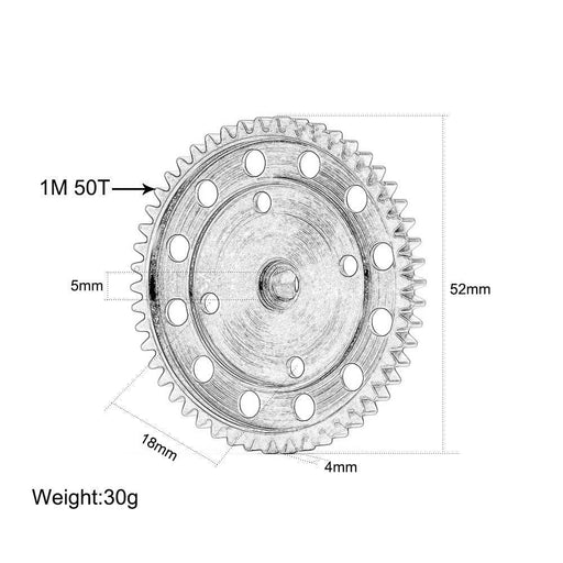 50T M1 Spur Gear for Arrma 1/8 (Staal) AR310429 - upgraderc